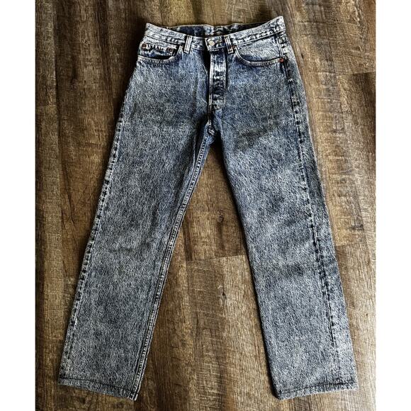 Vintage Levis Jeans Women's W31/L30 Blue Denim 501 Button Acid Wash 80s Made USA - Picture 1 of 8
